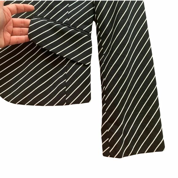 Jones New York Signature Womens Black White Striped Cotton Blazer Jacket Size 6 - Picture 9 of 11